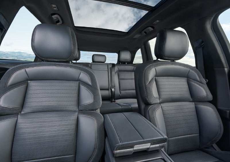 The spacious second row and available panoramic Vista Roof® is shown. | Lincoln of New Bern in New Bern NC