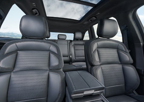 The spacious second row and available panoramic Vista Roof® is shown. | Lincoln of New Bern in New Bern NC