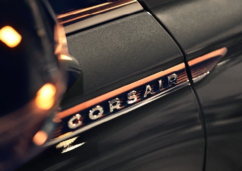 The stylish chrome badge reading “CORSAIR” is shown on the exterior of the vehicle. | Lincoln of New Bern in New Bern NC