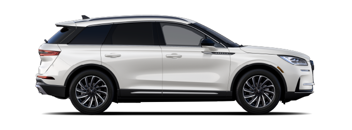 The passenger side of a Lincoln Corsair® SUV is shown in Pristine White. | Lincoln of New Bern in New Bern NC