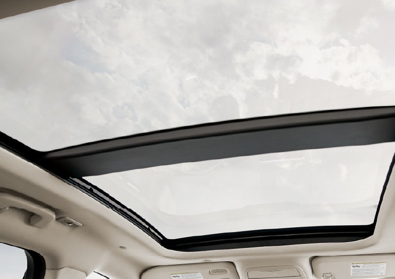 The available panoramic Vista Roof® is shown from inside a 2026 Lincoln Corsair® SUV | Lincoln of New Bern in New Bern NC