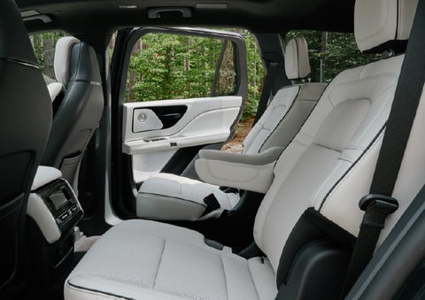A side view of the second row with captain’s chairs in a 2027 Lincoln Aviator® Black Label™ SUV. | Lincoln of New Bern in New Bern NC